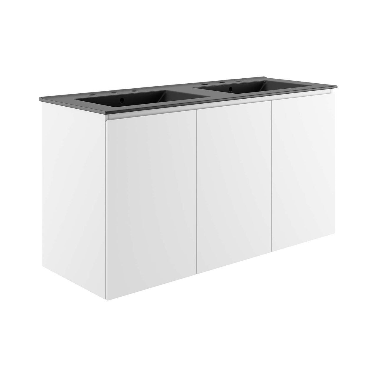 Brittney Wall Mount Double Sink Vanity Unit, Extra Large, White & Black