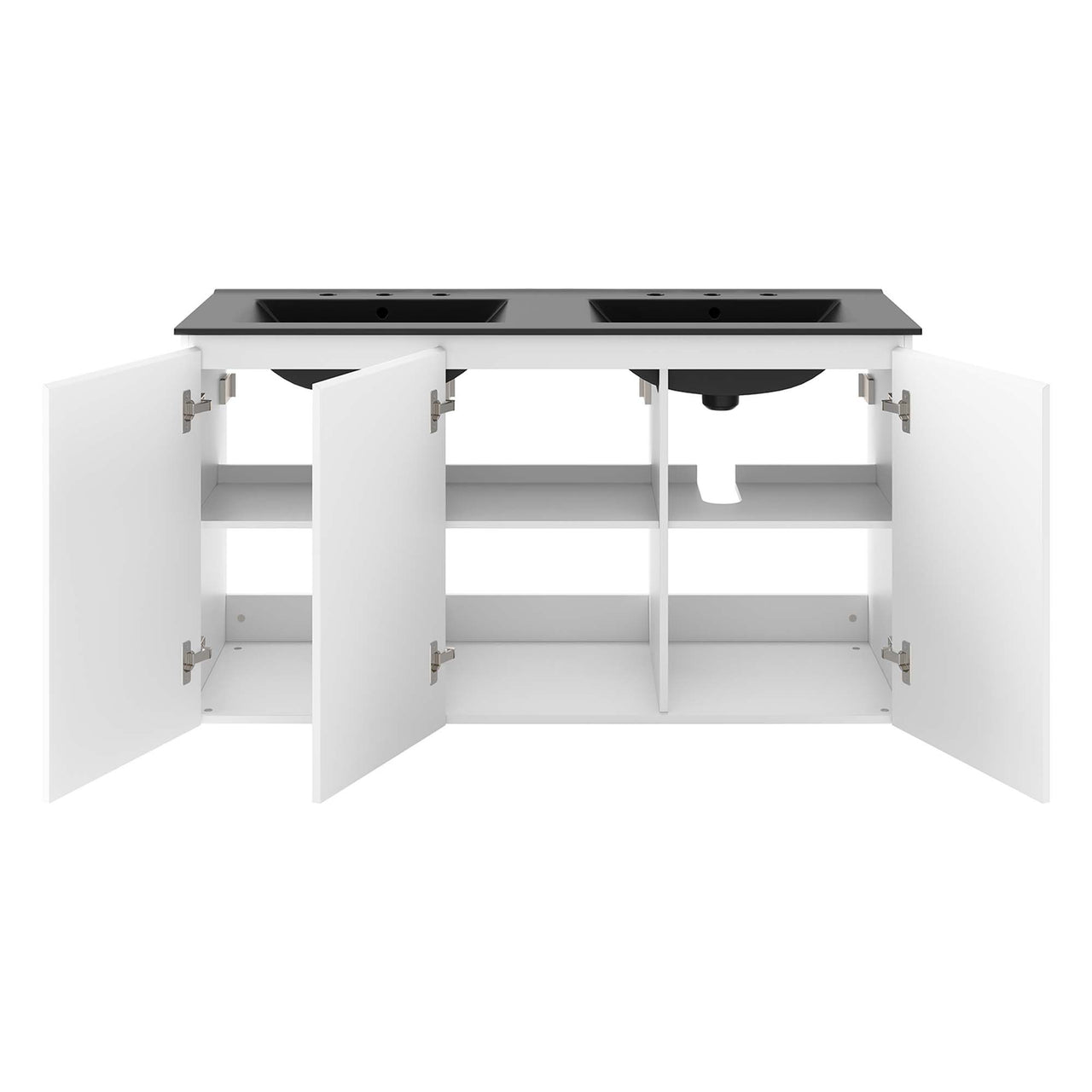 Brittney Wall Mount Double Sink Vanity Unit, Extra Large, White & Black