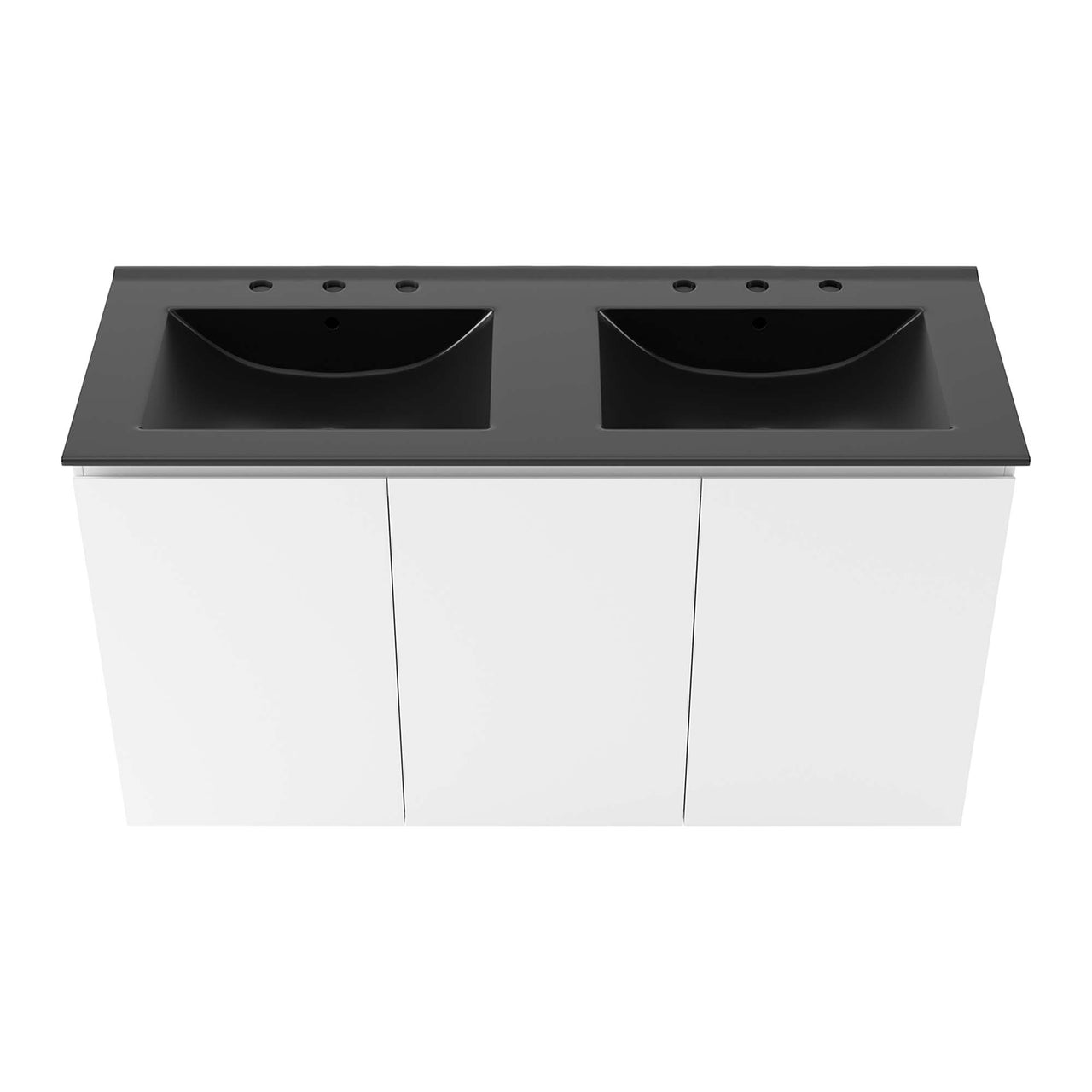 Brittney Wall Mount Double Sink Vanity Unit, Extra Large, White & Black