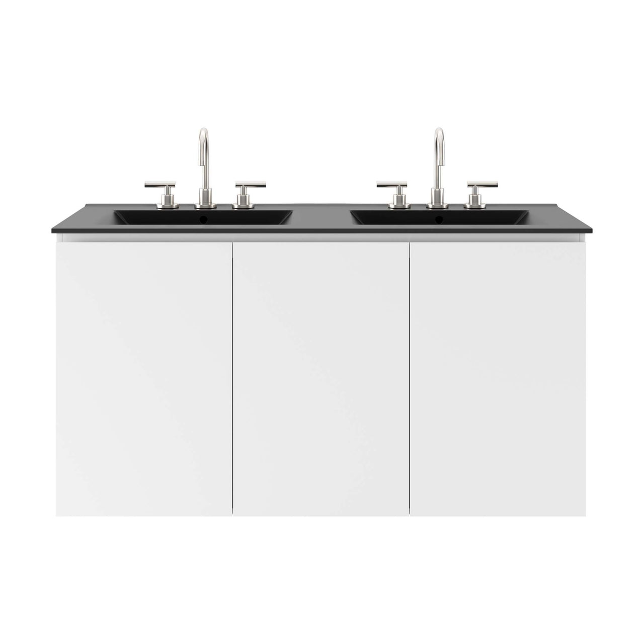 Brittney Wall Mount Double Sink Vanity Unit, Extra Large, White & Black