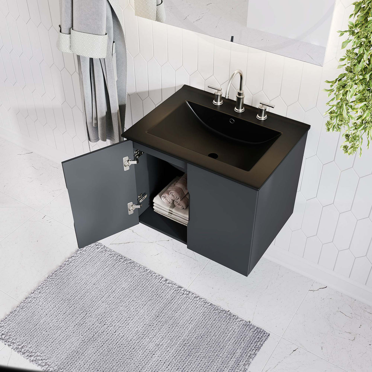 Verin Vanity Unit, Small, Gray & Black