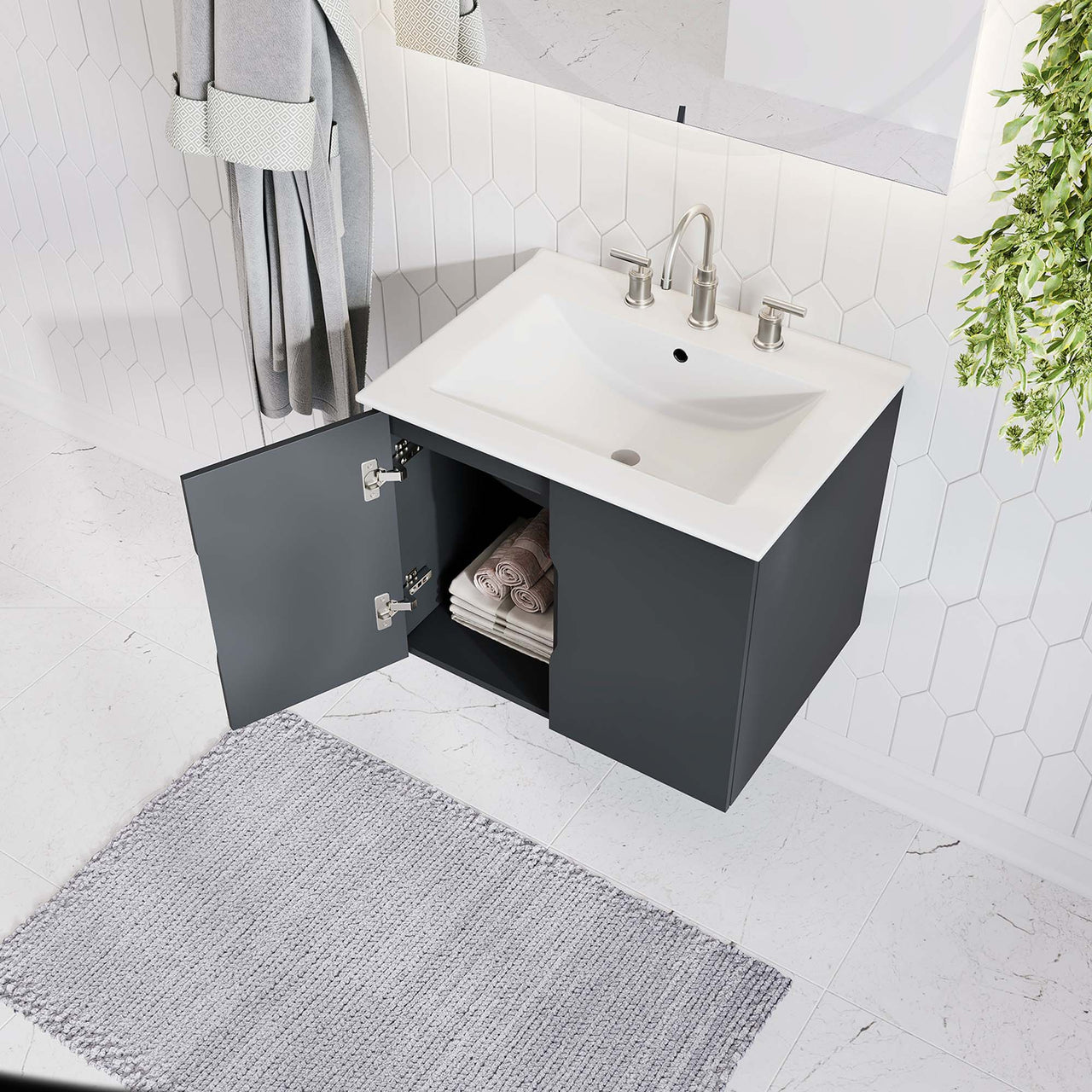 Verin Vanity Unit, Small, Gray & White