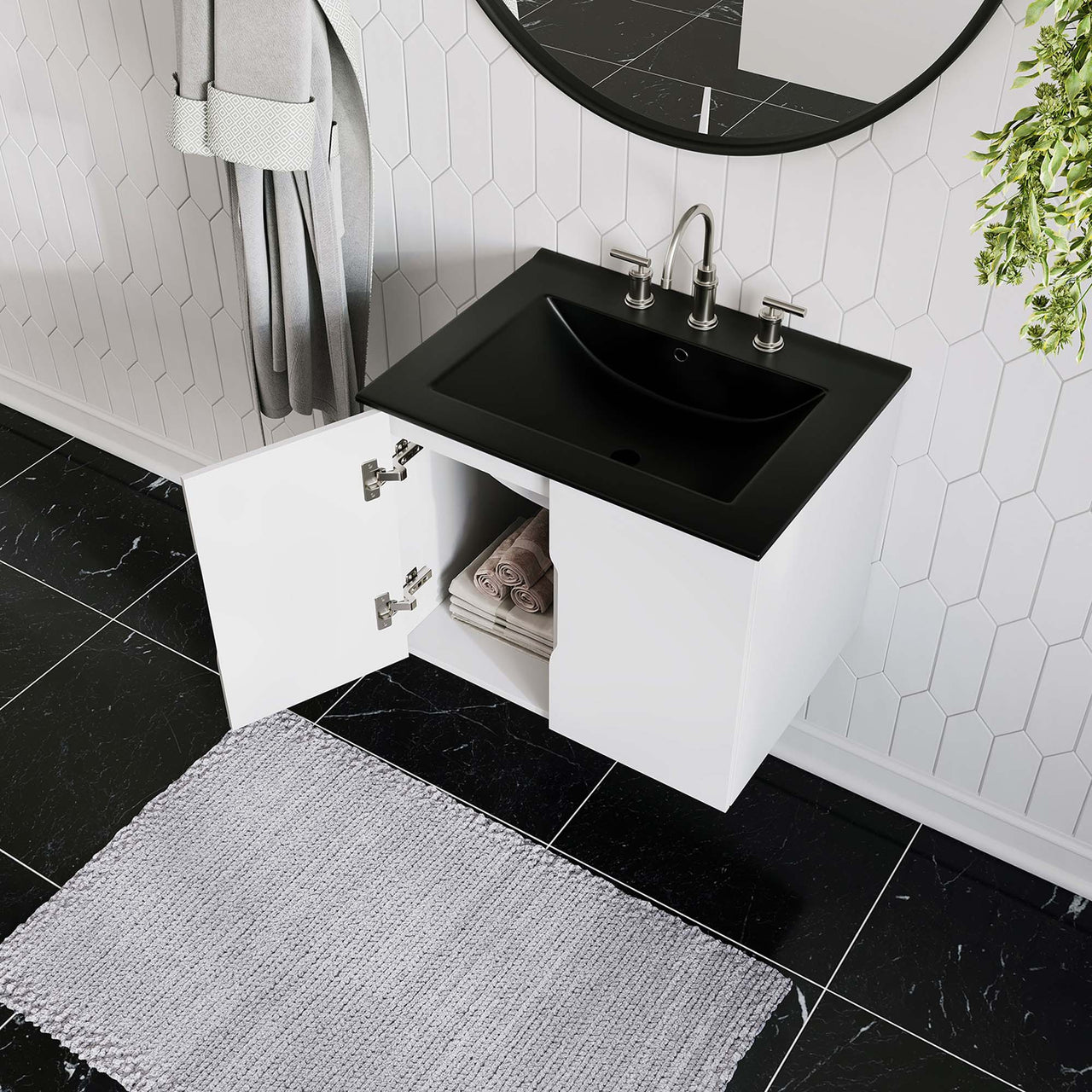 Verin Vanity Unit, Small, White & Black