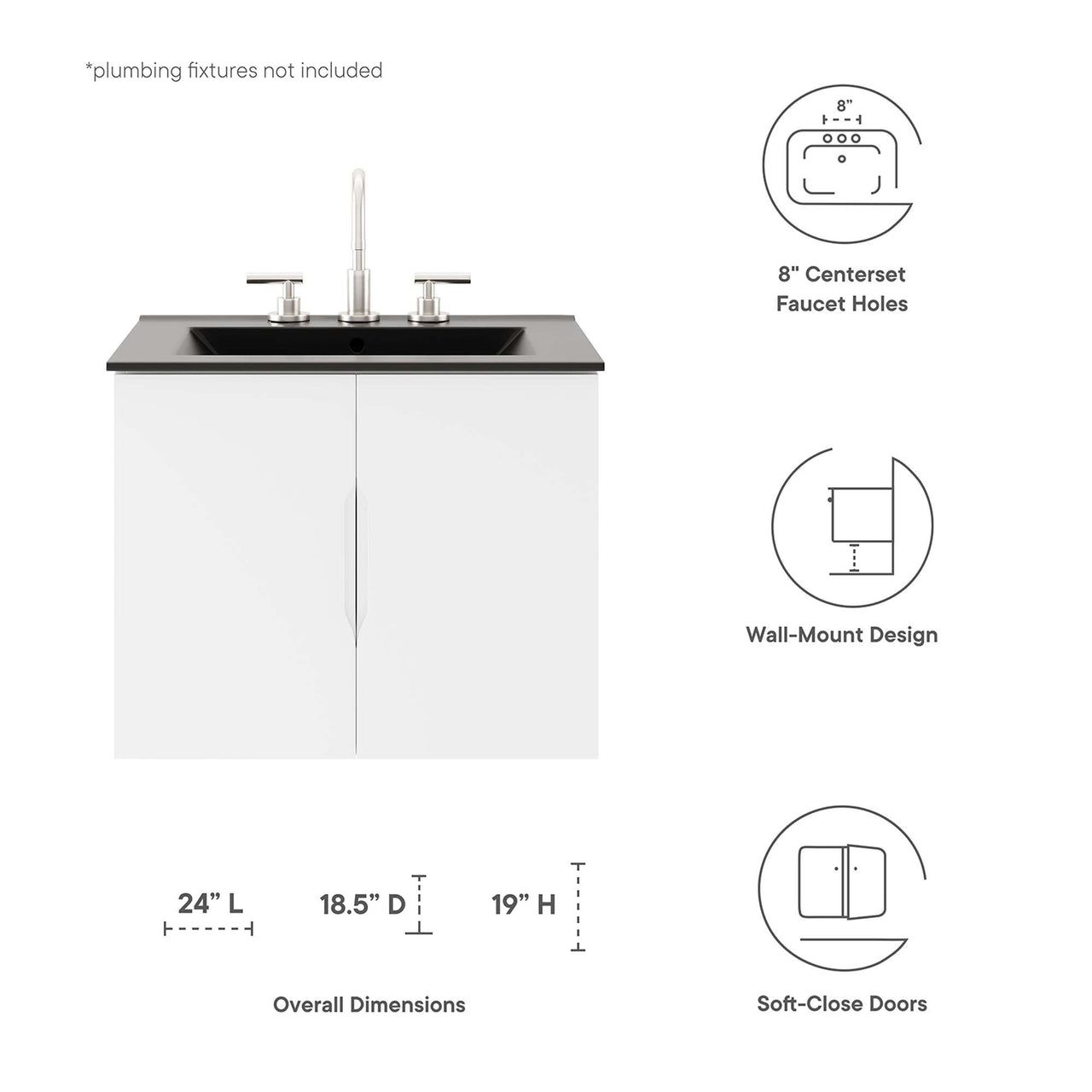 Verin Vanity Unit, Small, White & Black