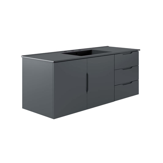 Verin Single Sink Vanity Unit, Extra Large, Gray & Black