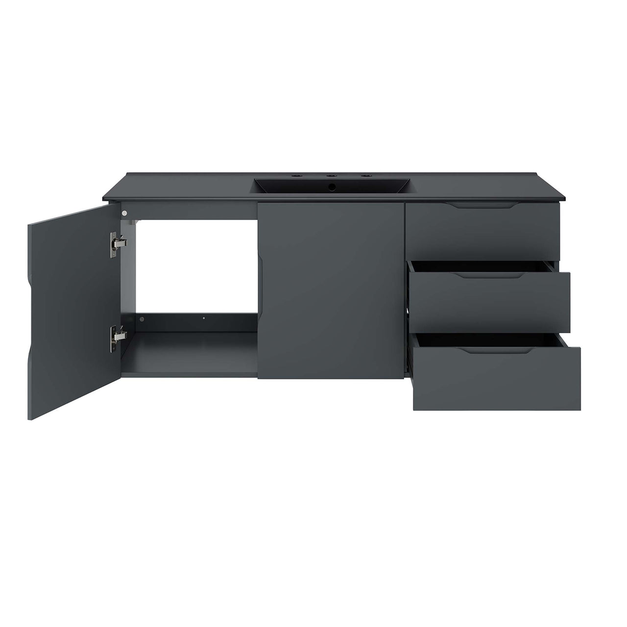 Verin Single Sink Vanity Unit, Extra Large, Gray & Black