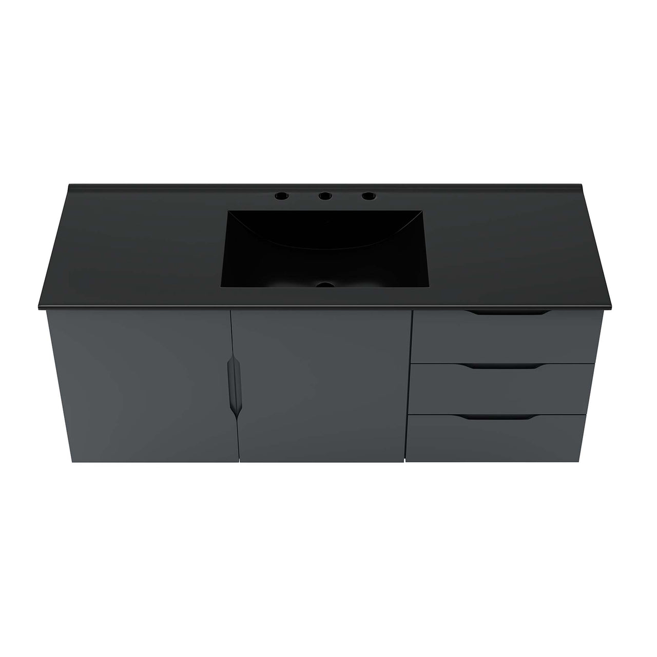 Verin Single Sink Vanity Unit, Extra Large, Gray & Black
