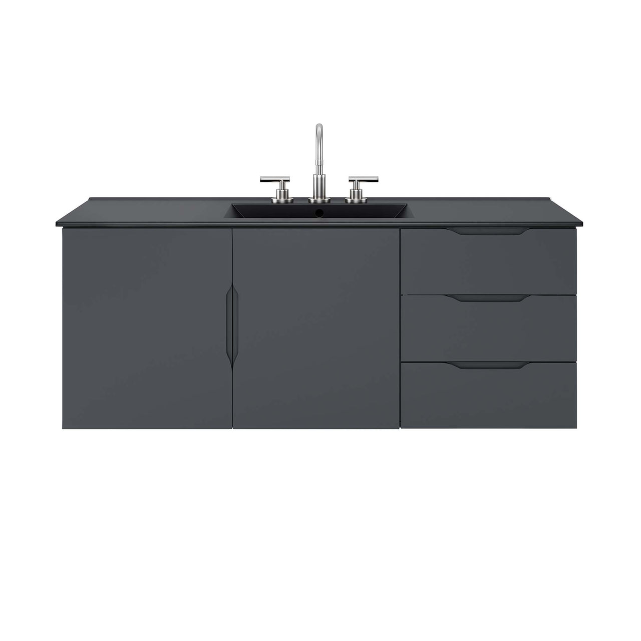 Verin Single Sink Vanity Unit, Extra Large, Gray & Black
