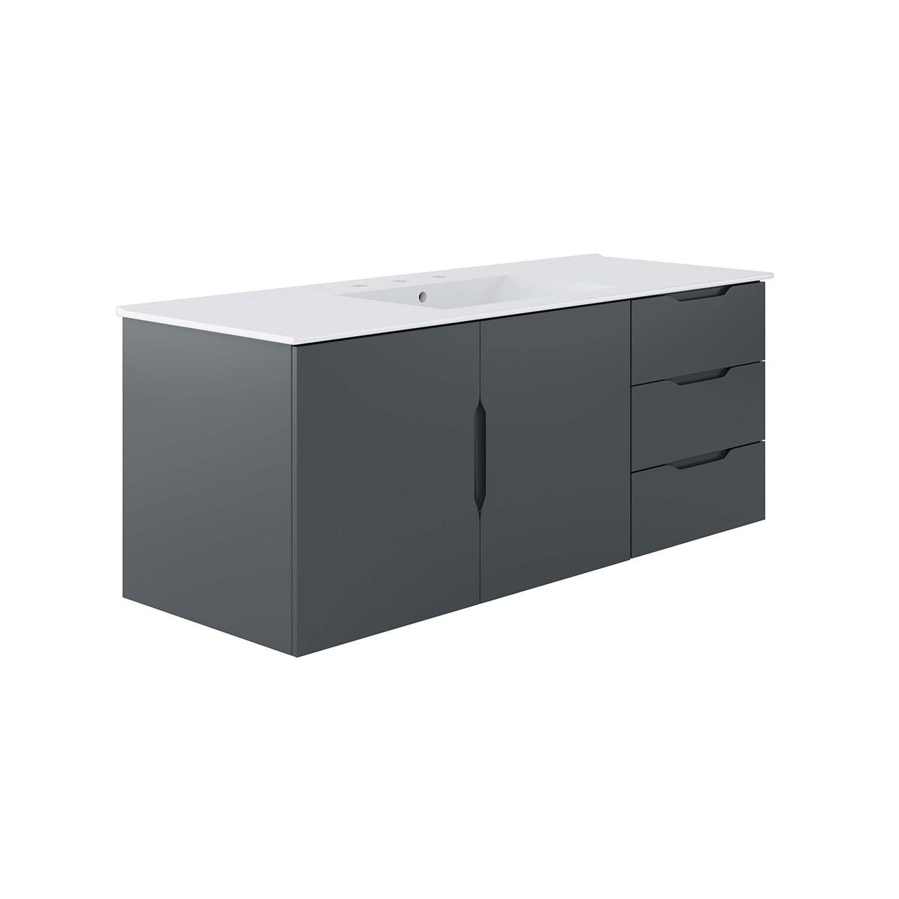 Verin Single Sink Vanity Unit, Extra Large, Gray & White