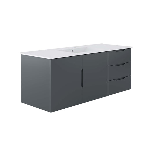 Verin Single Sink Vanity Unit, Extra Large, Gray & White