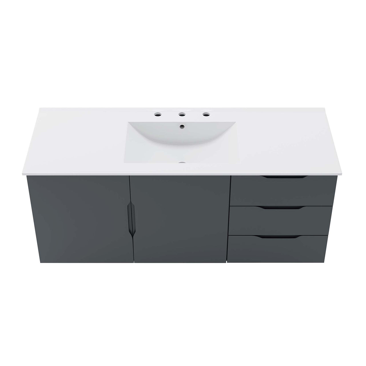 Verin Single Sink Vanity Unit, Extra Large, Gray & White