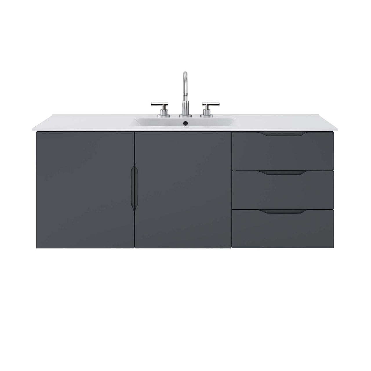 Verin Single Sink Vanity Unit, Extra Large, Gray & White