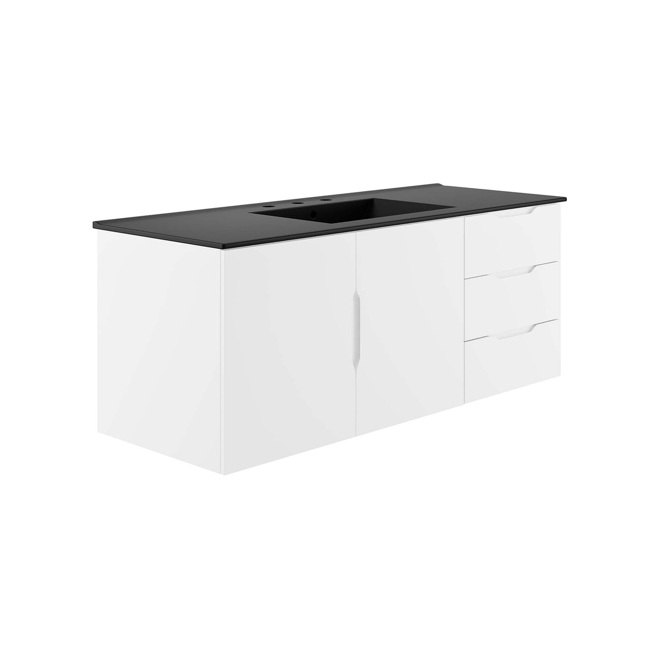 Verin Single Sink Vanity Unit, Extra Large, White & Black