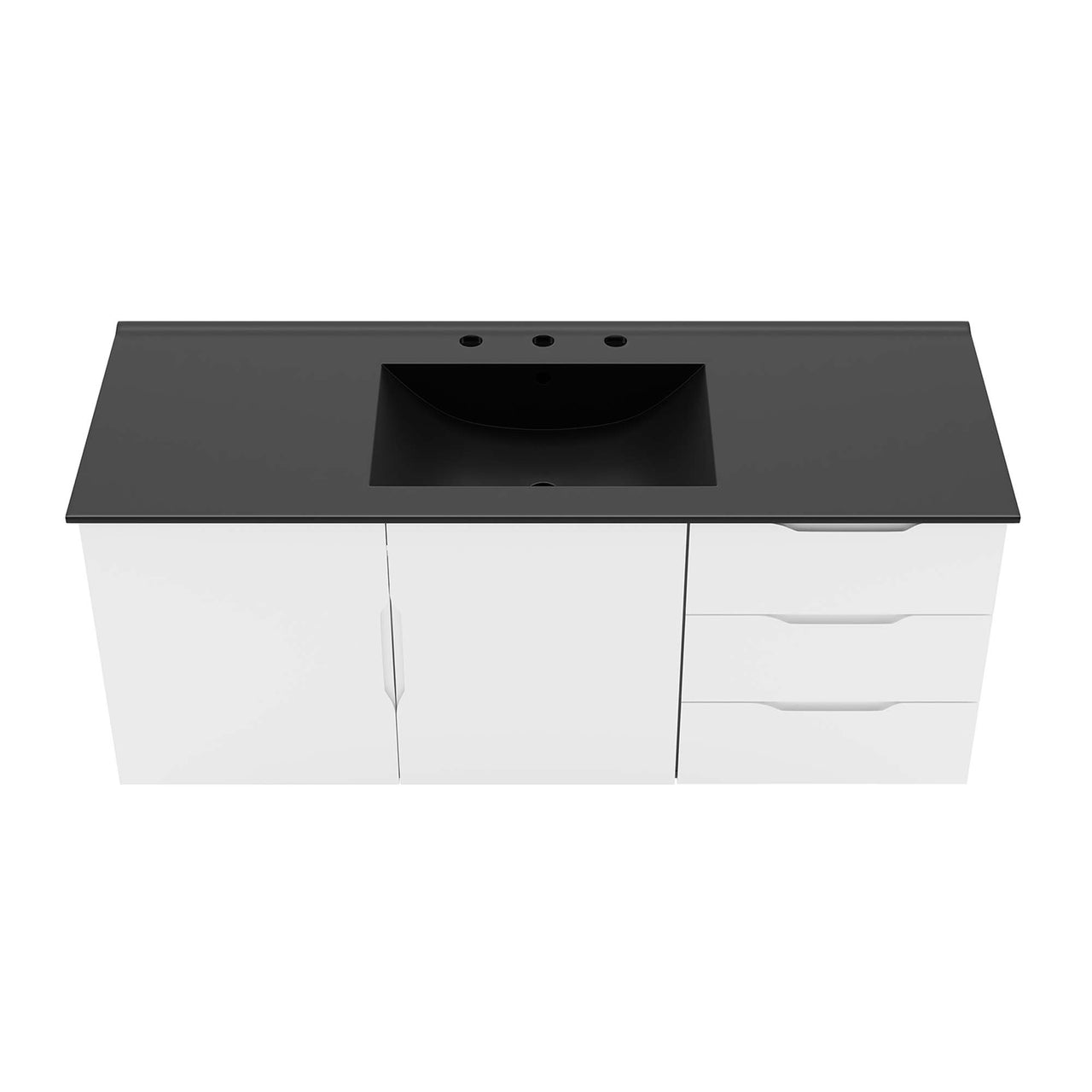 Verin Single Sink Vanity Unit, Extra Large, White & Black
