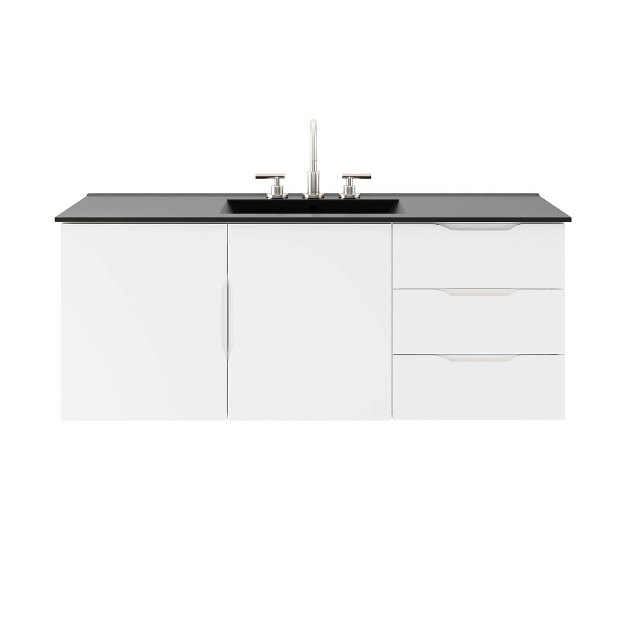 Verin Single Sink Vanity Unit, Extra Large, White & Black