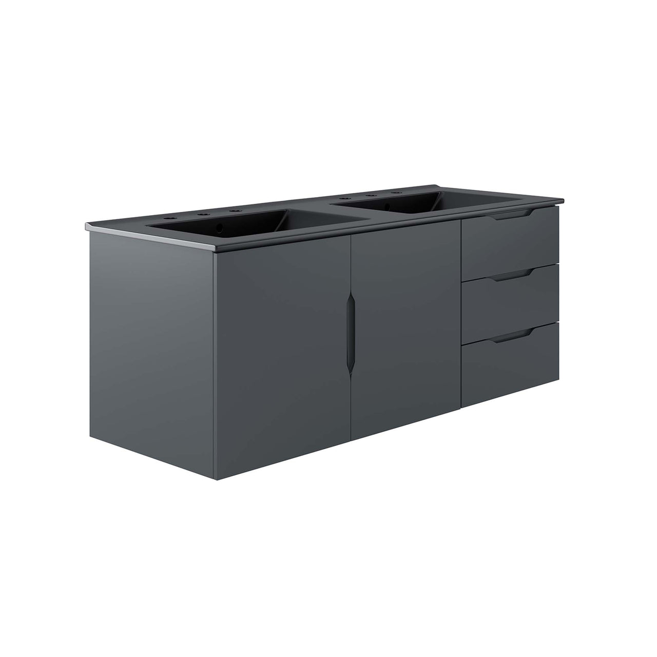 Verin Double Sink Vanity Unit, Extra Large, Gray & Black