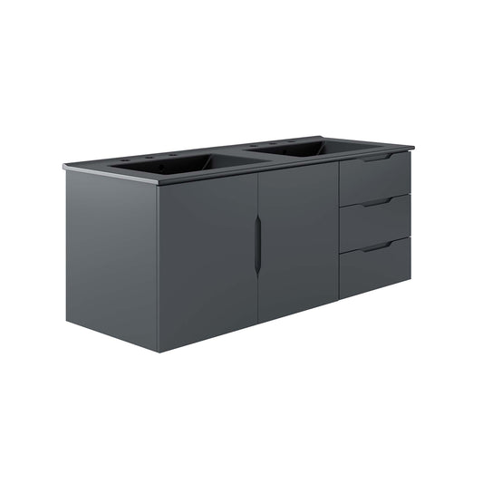 Verin Double Sink Vanity Unit, Extra Large, Gray & Black