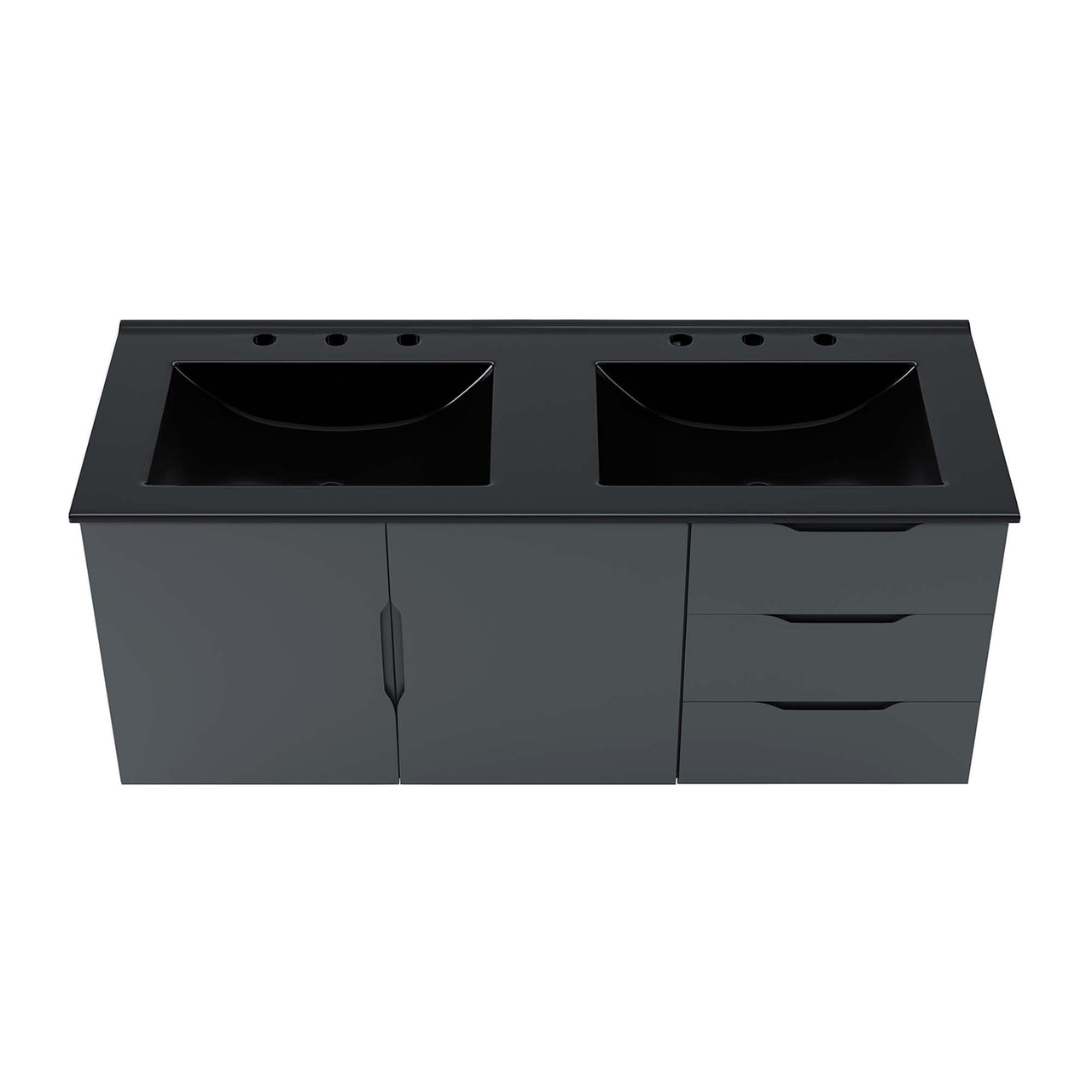 Verin Double Sink Vanity Unit, Extra Large, Gray & Black