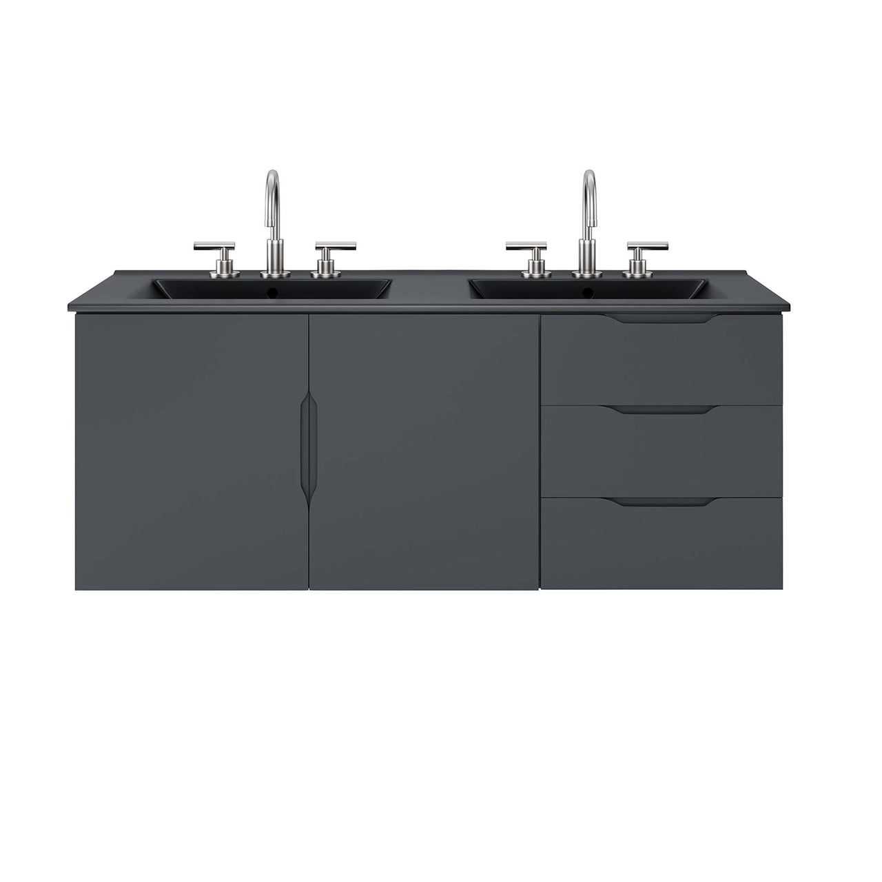 Verin Double Sink Vanity Unit, Extra Large, Gray & Black