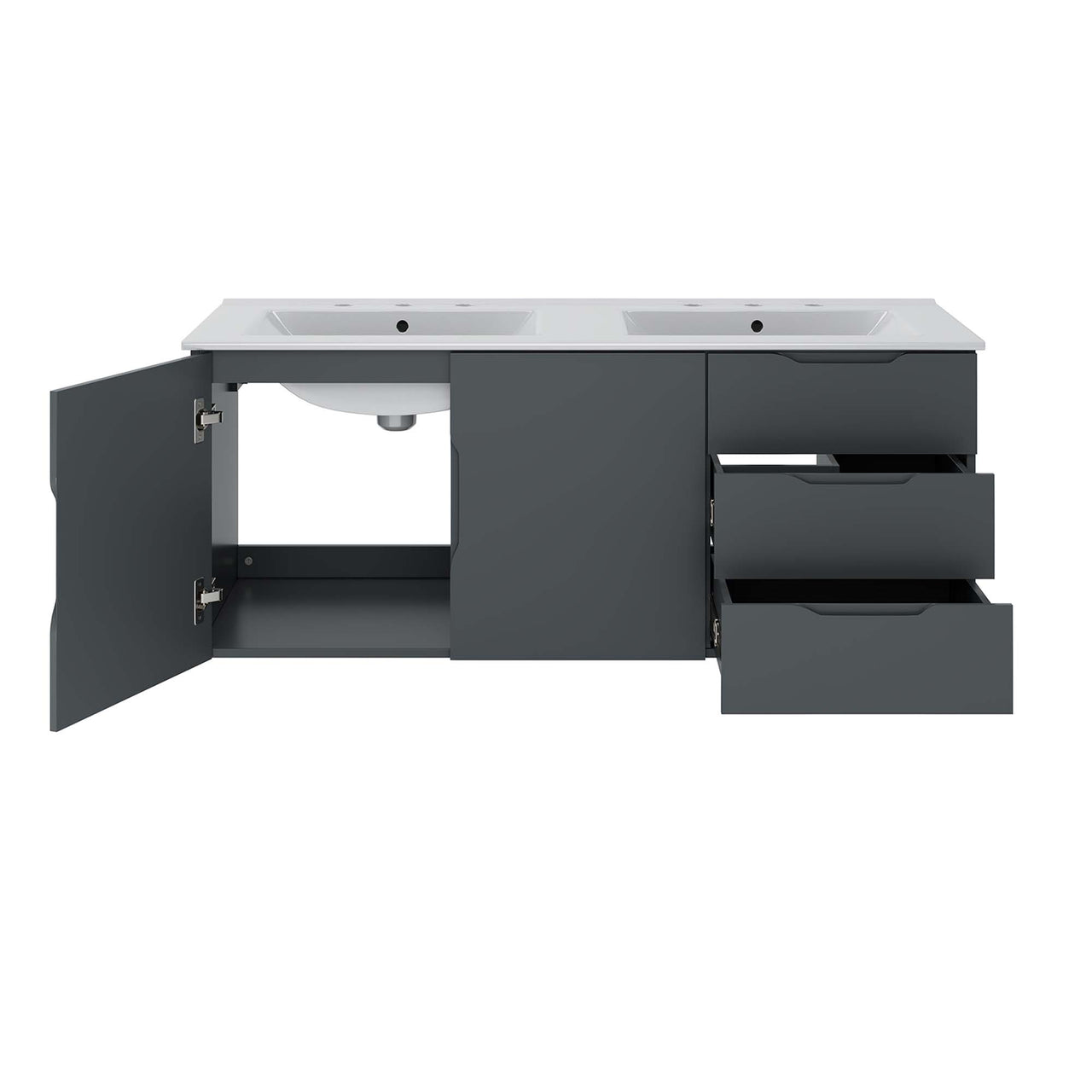 Verin Double Sink Vanity Unit, Extra Large, Gray & White