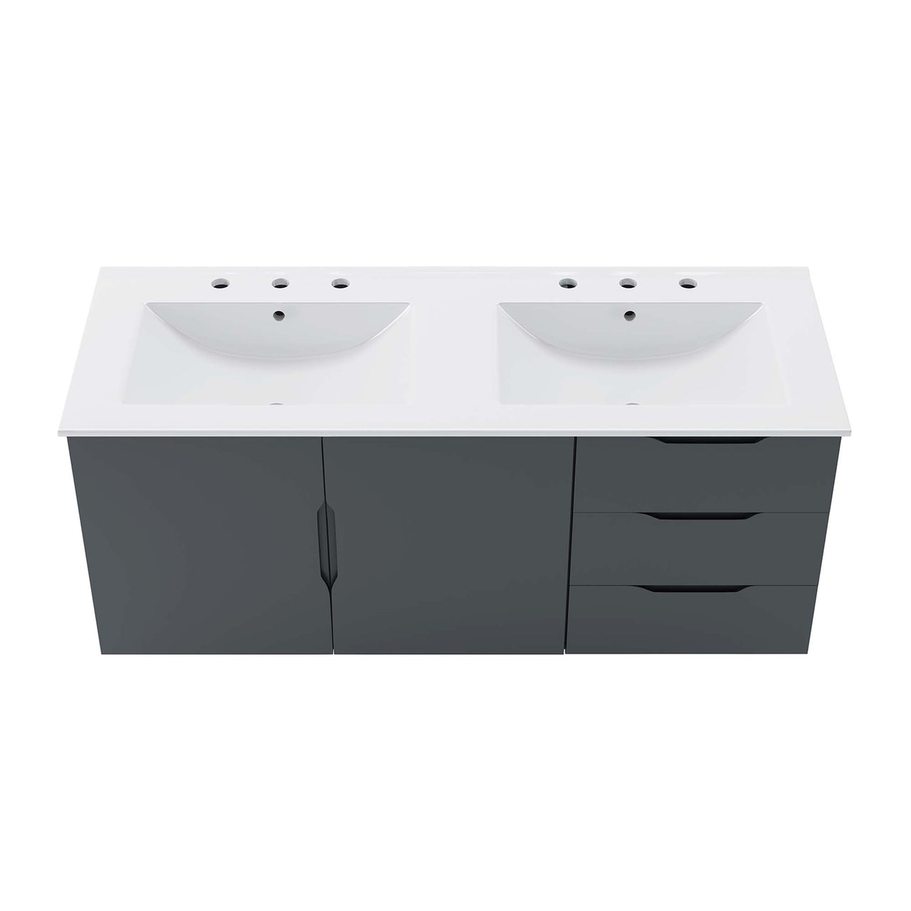 Verin Double Sink Vanity Unit, Extra Large, Gray & White