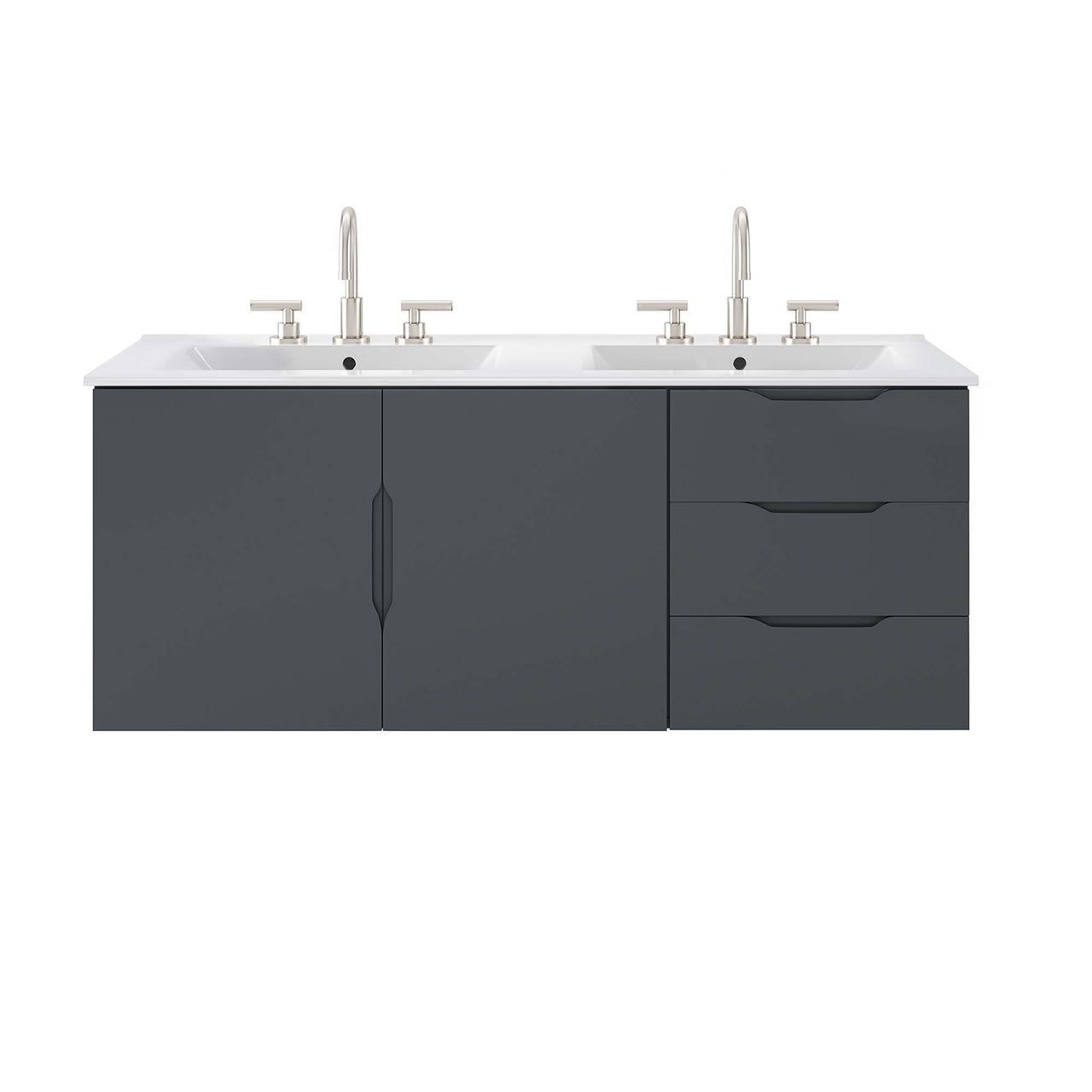 Verin Double Sink Vanity Unit, Extra Large, Gray & White