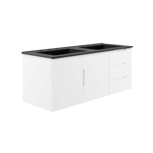 Verin Double Sink Vanity Unit, Extra Large, White & Black
