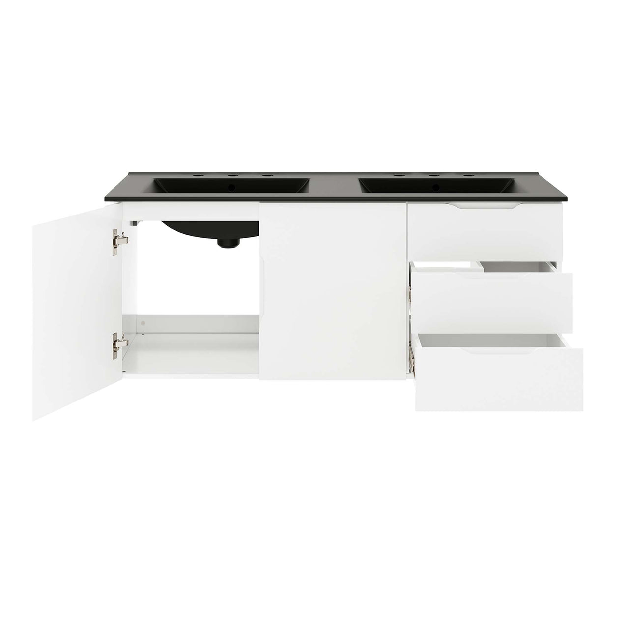 Verin Double Sink Vanity Unit, Extra Large, White & Black