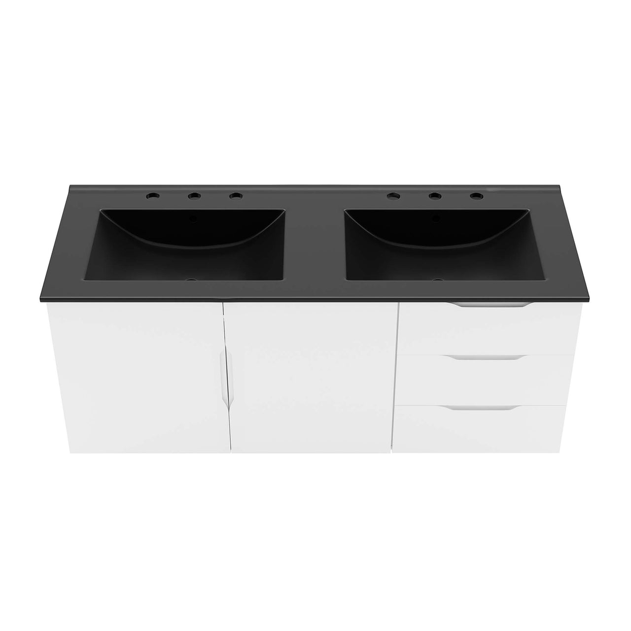 Verin Double Sink Vanity Unit, Extra Large, White & Black