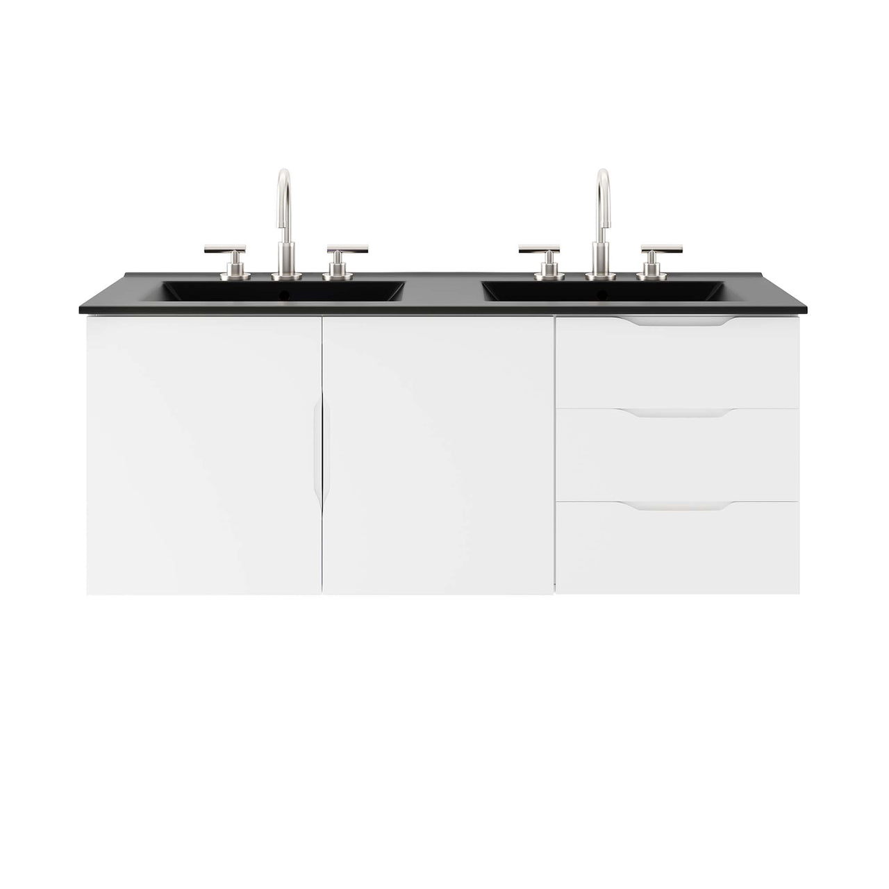 Verin Double Sink Vanity Unit, Extra Large, White & Black