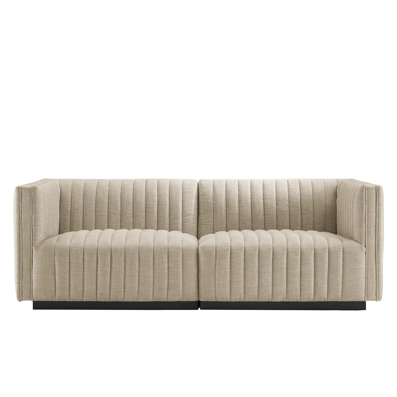 Evoke Fabric Loveseat Sectional, Black & Beige