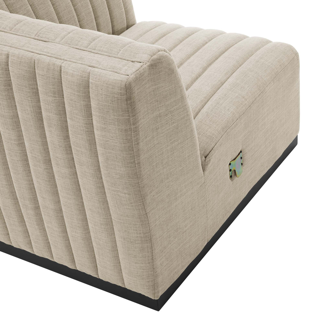 Evoke Fabric Loveseat Sectional, Black & Beige