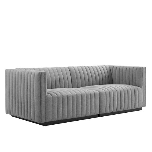 Evoke Fabric Loveseat Sectional, Black & Light Gray