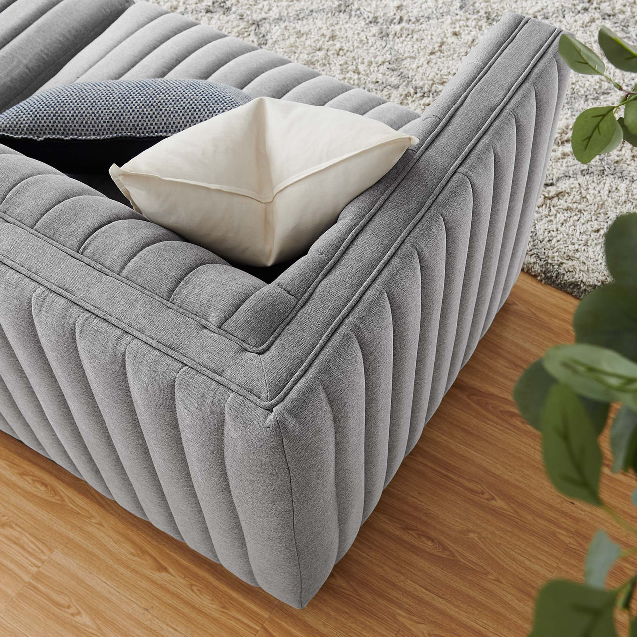 Evoke Fabric Loveseat Sectional, Black & Light Gray