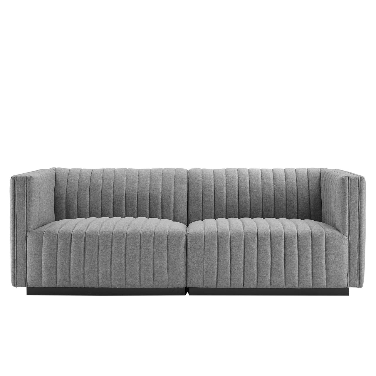 Evoke Fabric Loveseat Sectional, Black & Light Gray
