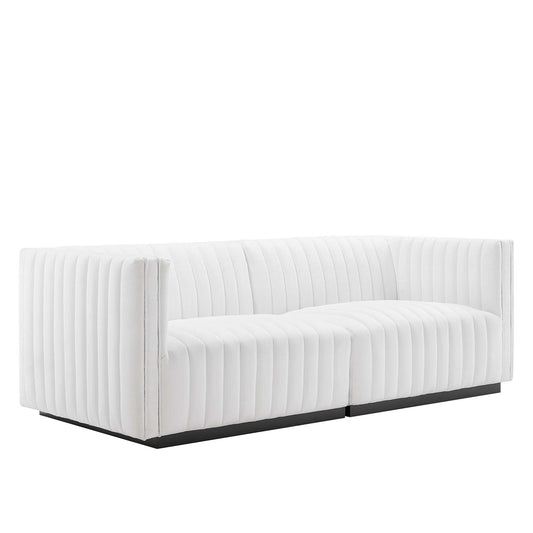 Evoke Fabric Loveseat Sectional, Black & White
