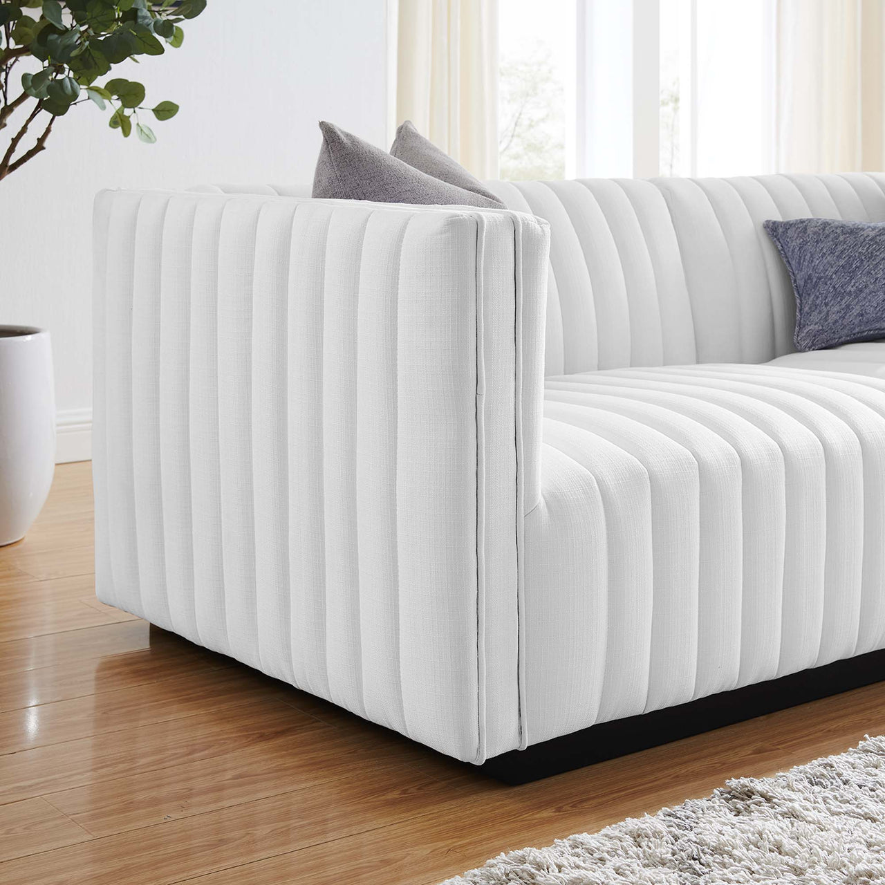 Evoke Fabric Loveseat Sectional, Black & White