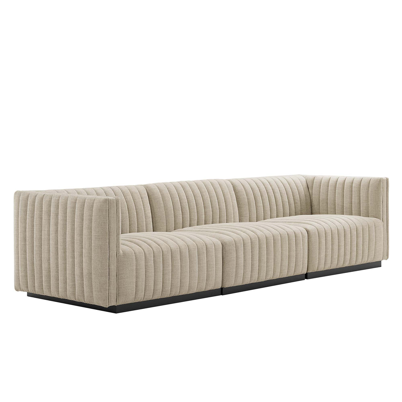 Evoke Fabric Sofa Sectional, Black & Beige