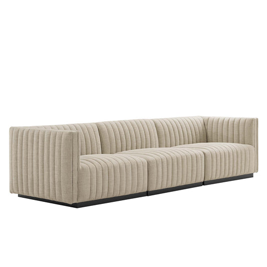 Evoke Fabric Sofa Sectional, Black & Beige