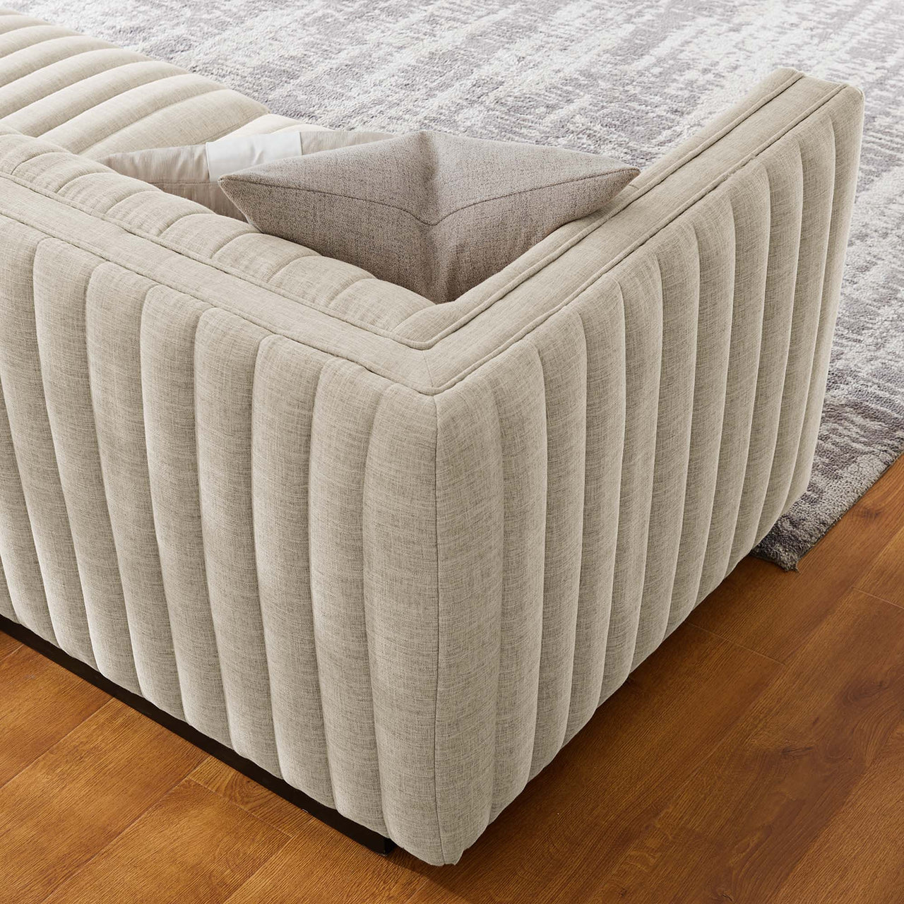 Evoke Fabric Sofa Sectional, Black & Beige