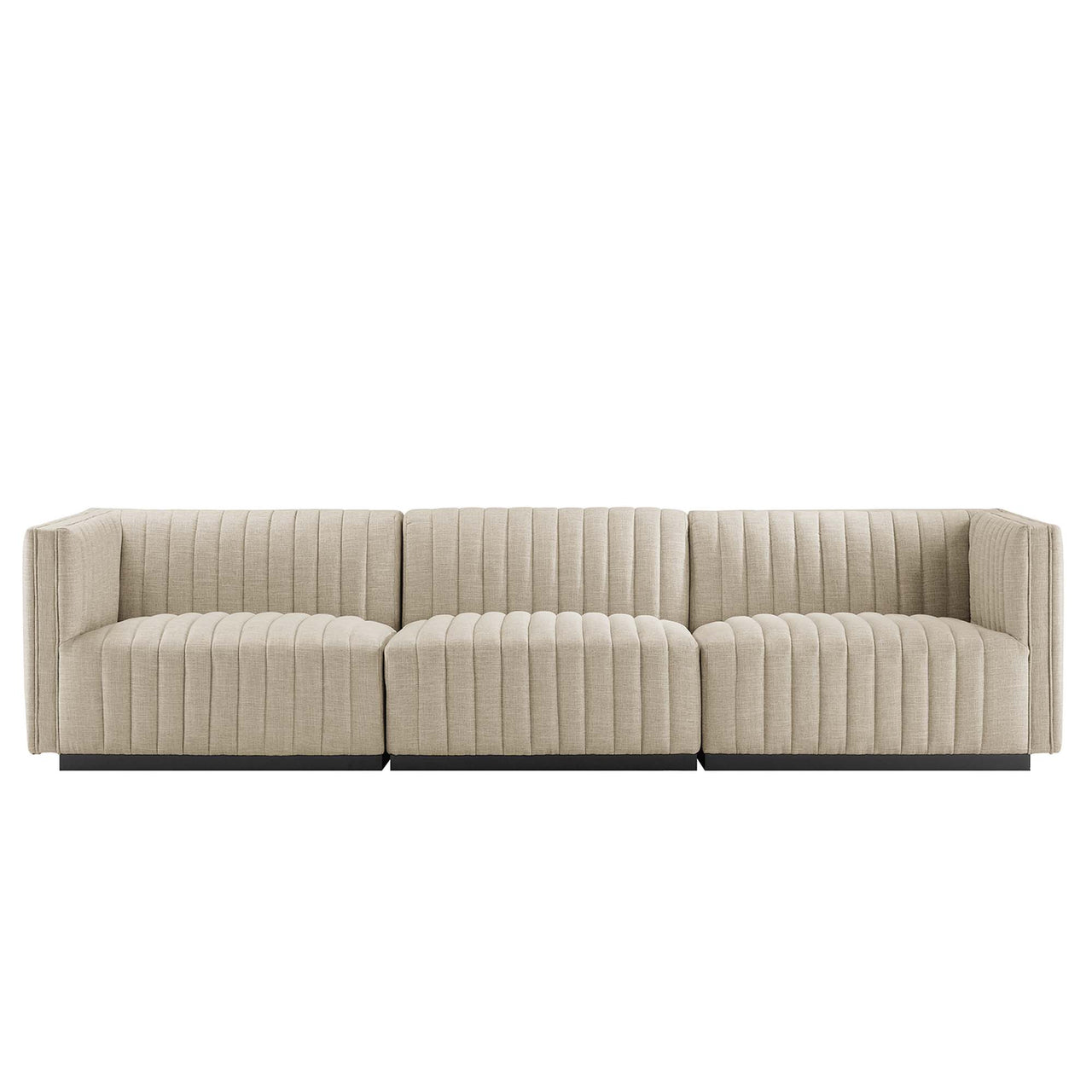 Evoke Fabric Sofa Sectional, Black & Beige