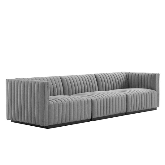 Evoke Fabric Sofa Sectional, Black & Light Gray