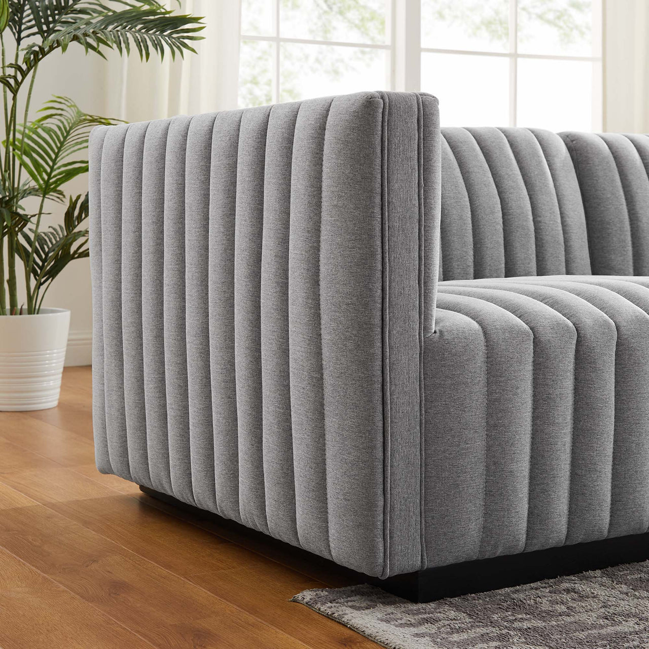 Evoke Fabric Sofa Sectional, Black & Light Gray
