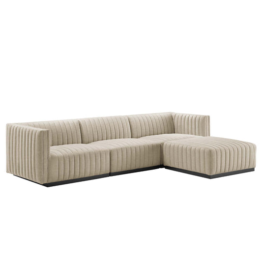 Evoke 4-Piece Fabric Sectional, Black & Beige