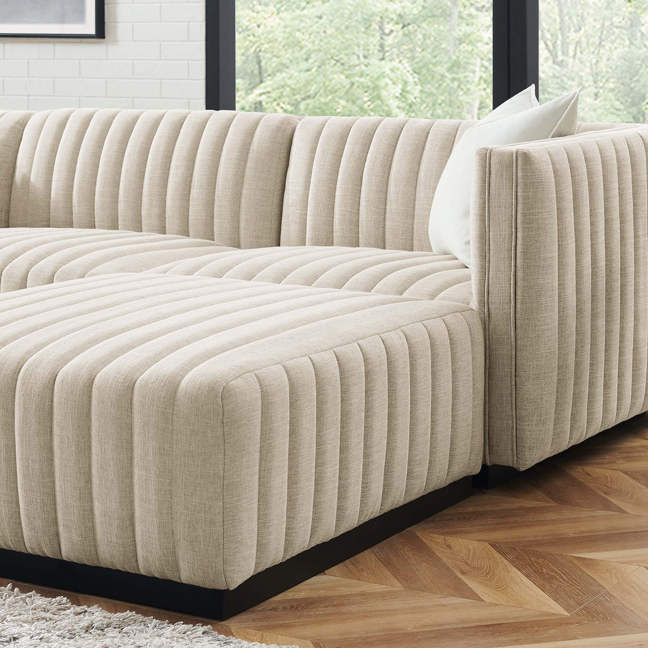 Evoke 4-Piece Fabric Sectional, Black & Beige
