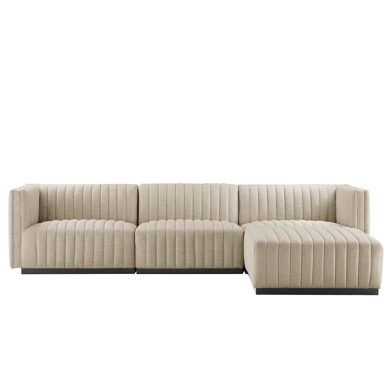 Evoke 4-Piece Fabric Sectional, Black & Beige