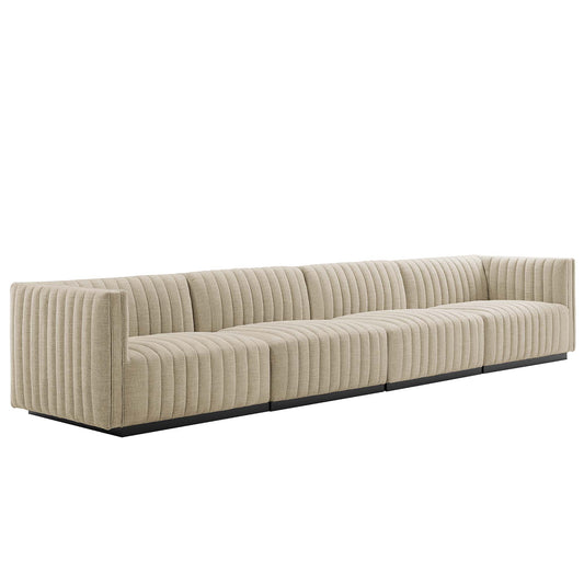 Evoke 4-Piece Fabric Sofa Sectional, Black & Beige