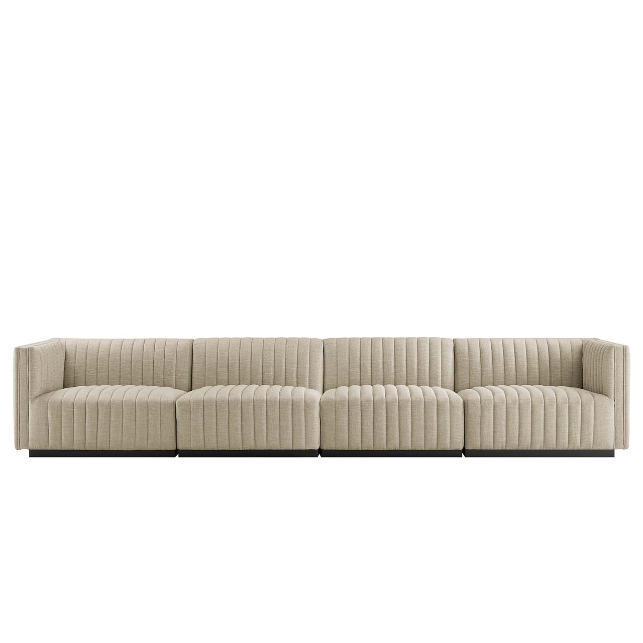 Evoke 4-Piece Fabric Sofa Sectional, Black & Beige