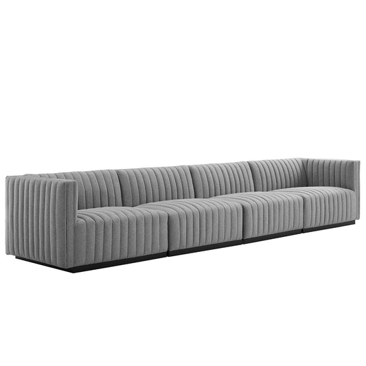 Evoke 4-Piece Fabric Sofa Sectional, Black & Light Gray