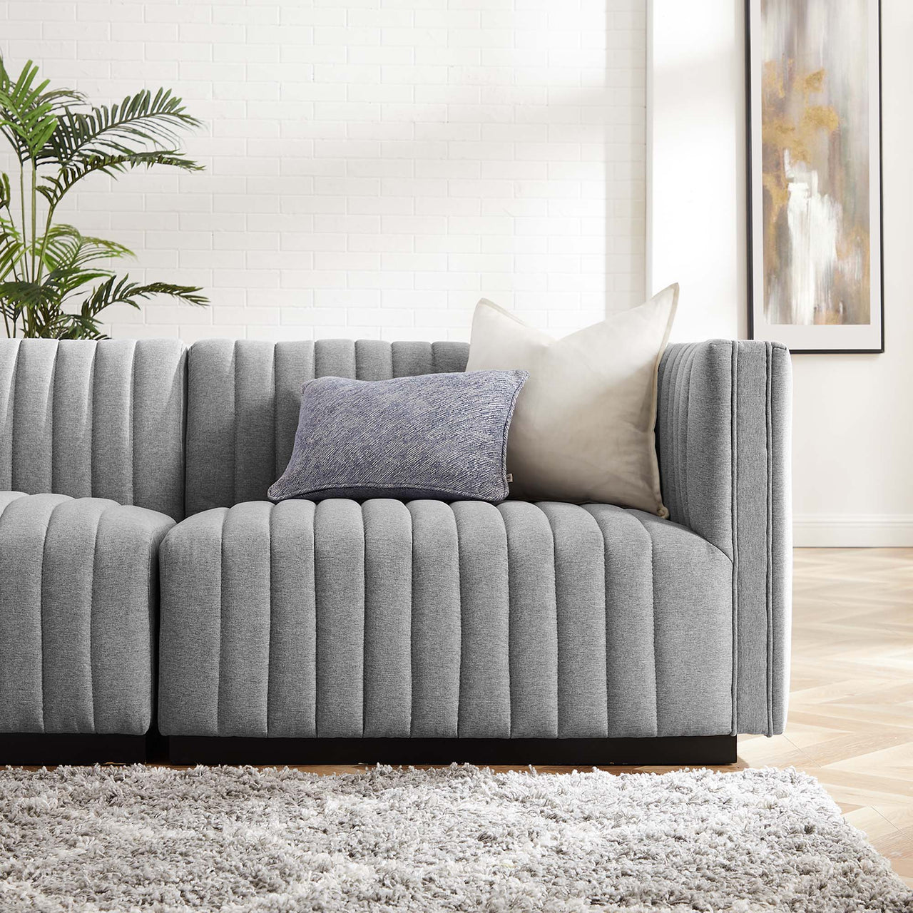 Evoke 4-Piece Fabric Sofa Sectional, Black & Light Gray